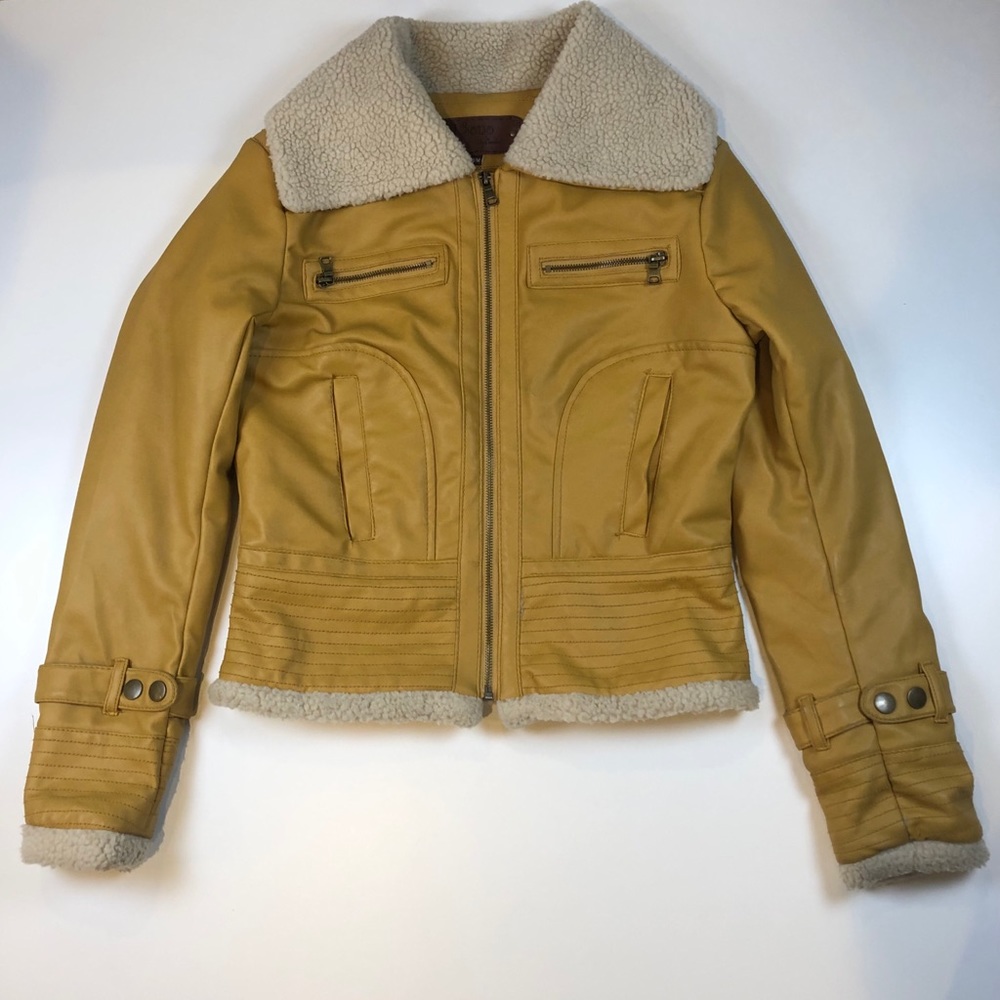 Woman’s Mustard colored faux leather jacket